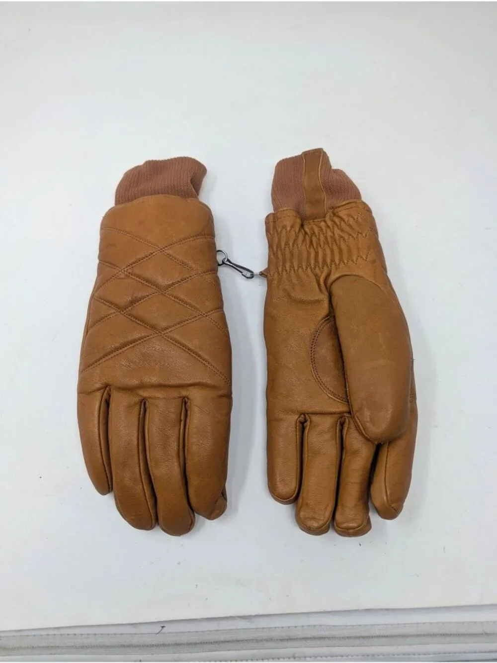 Vintage 80s Tan Quilted Gloves Large Leather Insulated Wrist